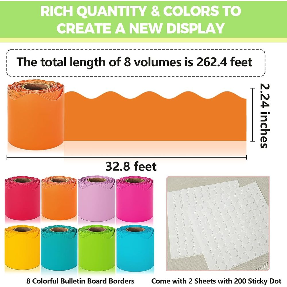 Bulletin Board Borders, 8 Rolls — Bright photo 2