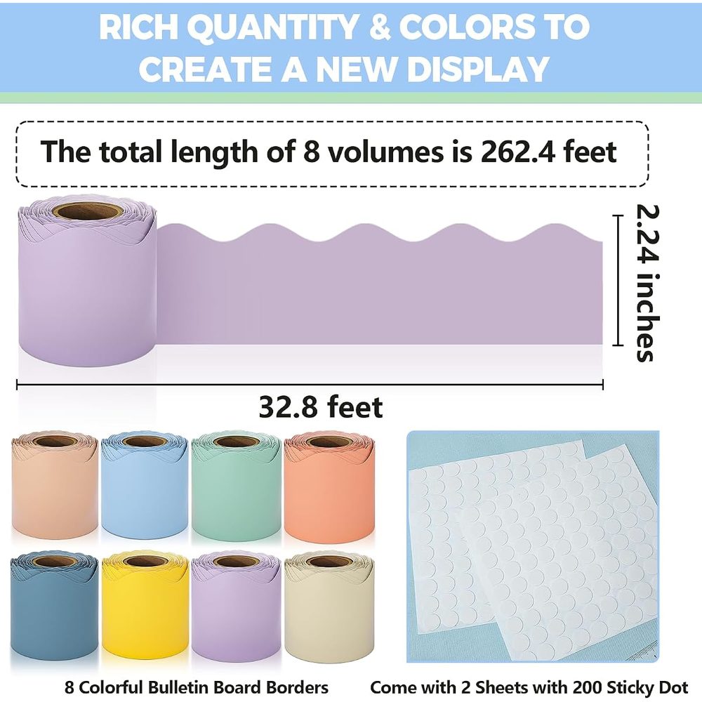 Bulletin Board Borders, 8 Rolls — Pastel photo 2
