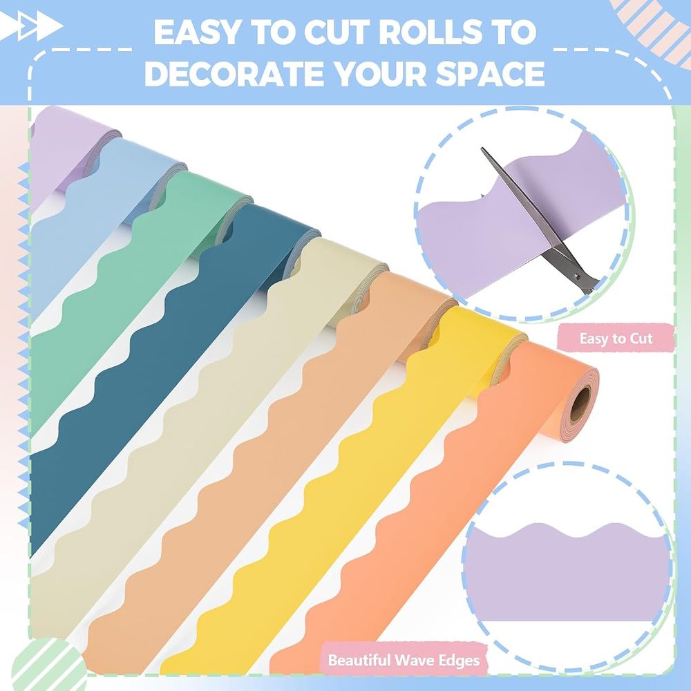Bulletin Board Borders, 8 Rolls — Pastel photo 4
