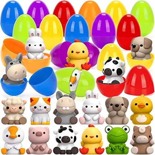Aigybobo Easter Eggs with Animal Finger Puppets, 12 Pack