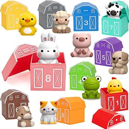 Aigybobo Farm Animal Counting Barns, 20 Pieces