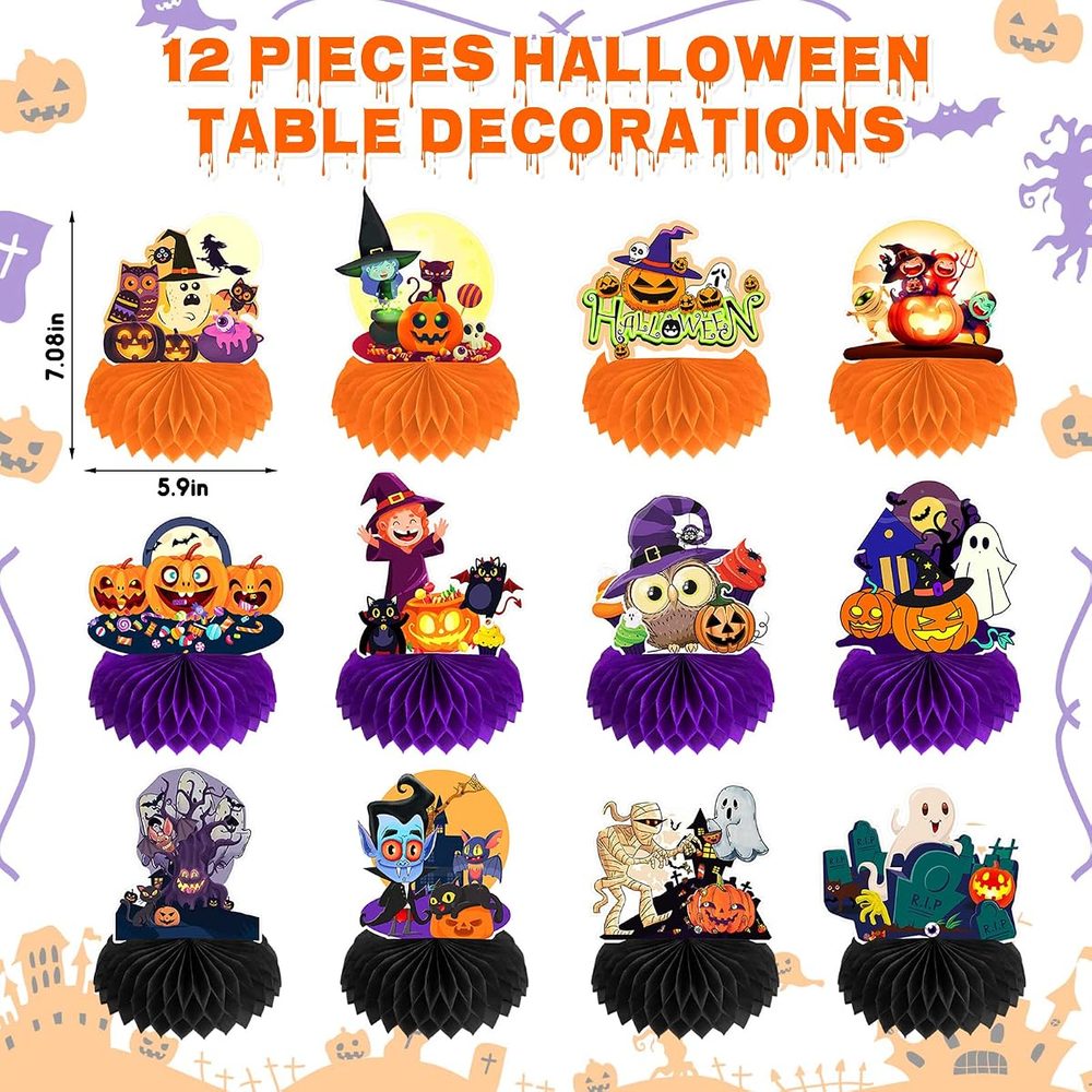 Halloween Honeycomb Centerpieces, 12 Pack photo 2