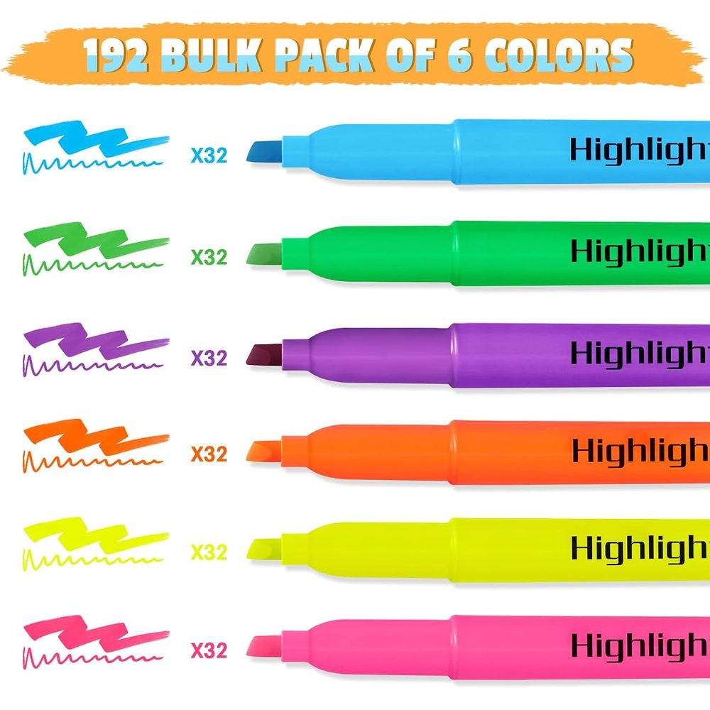 Highlighters, 192 Pack — 6 Colours photo 2