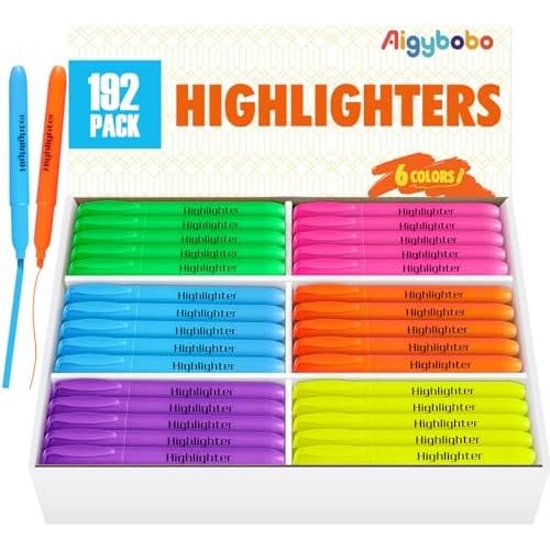 Aigybobo Highlighters, 192 Pack — 6 Colours