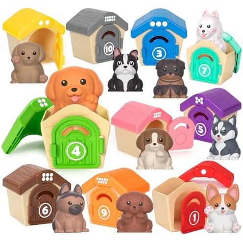 Aigybobo Puppy Dog Houses Counting Set, 20 Pieces