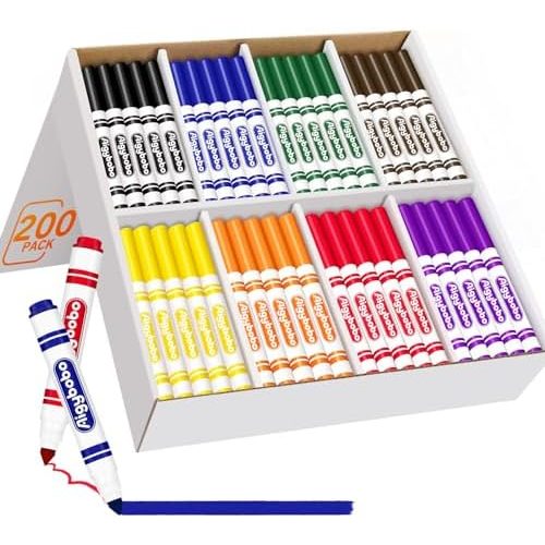 Aigybobo Washable Markers, 200 Count — 8 Colours