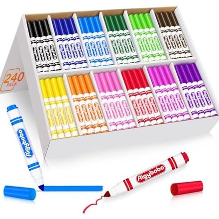 Aigybobo Washable Markers, 240 Count — 12 Colours