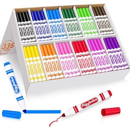 Aigybobo Washable Markers, 336 Count — 12 Colours
