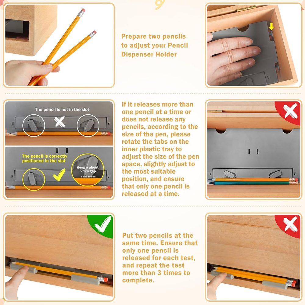 Wooden Pencil Dispenser for Classroom — Yellow photo 2