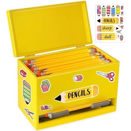 Aigybobo Wooden Pencil Dispenser for Classroom — Yellow
