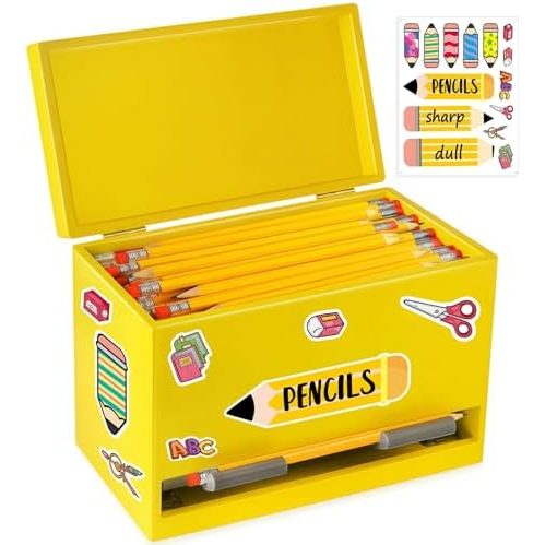 Aigybobo Wooden Pencil Dispenser for Classroom — Yellow